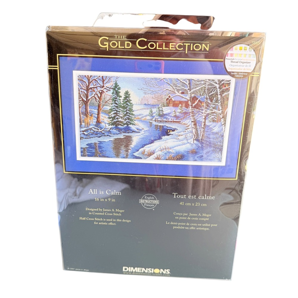 Dimensions Gold Collection All is Calm Cross Stitch Kit 3885 Winter Cabin